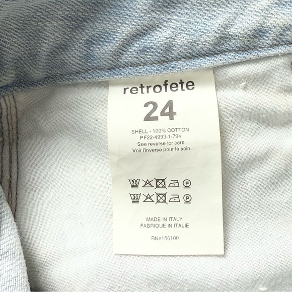 RETROFETE 70s Mid Rise Light Wash Denim Distressed Seam Bellbottom Flare Jean 24 - Picture 7 of 7